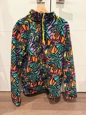 Empyre Multicolor Geometric Fleece Jacket - Black Trim